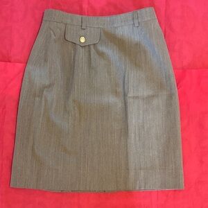 Escada Gray Pencil Skirt with Gold Button
